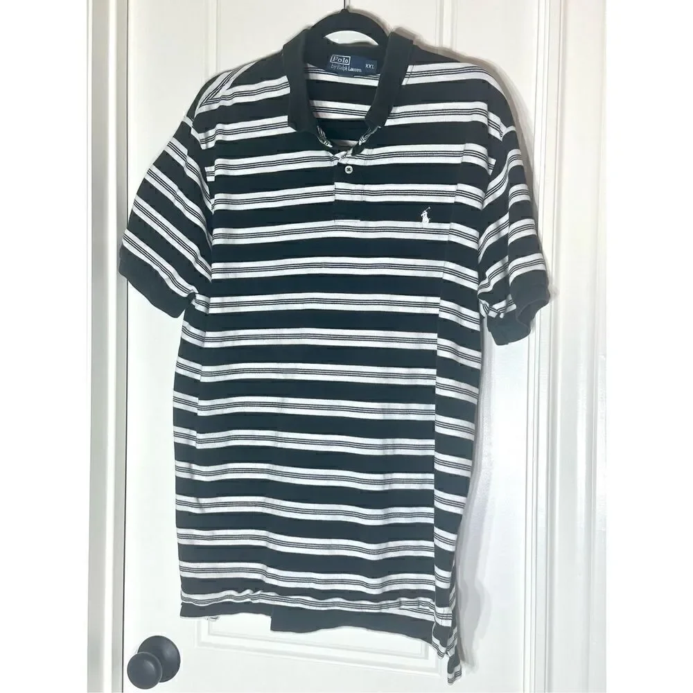 Polo Ralph Lauren black and white striped polo size XXL